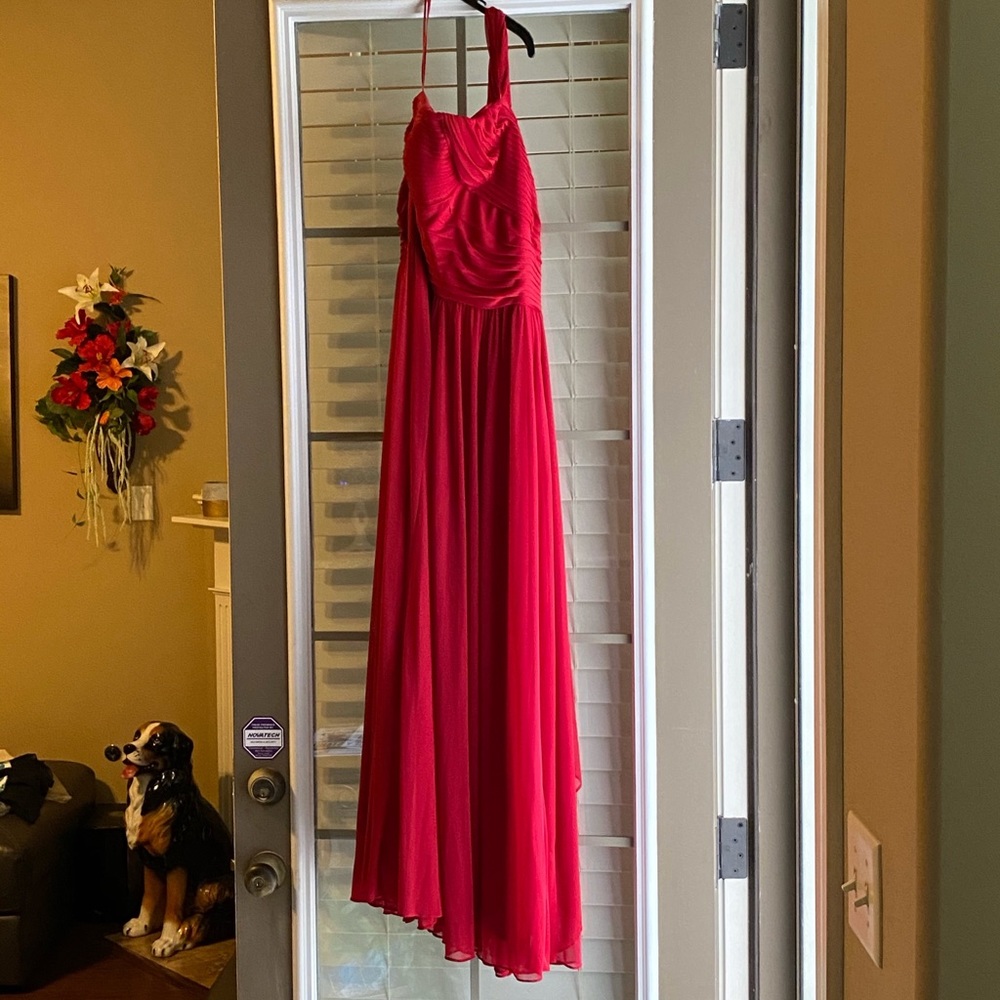 Women’s red gown shoulder less dress size 16